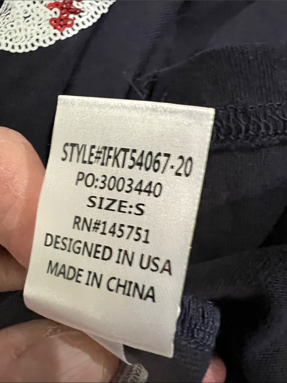 Fantastic Fawn Navy Sequin Baseball Tee Oversized - Picture 8 of 9